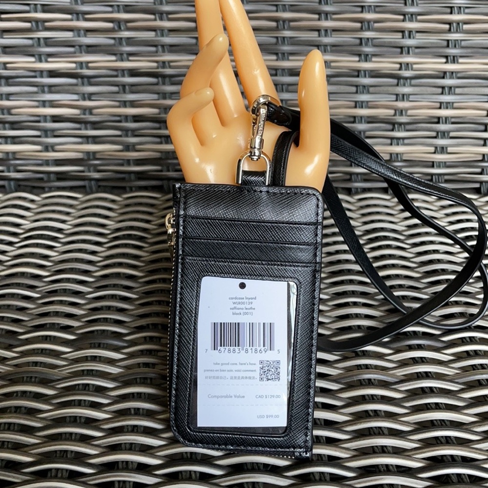 New KATE SPADE Staci Black Leather Card Case Lanyard WLR00139 $99 - Picture 16 of 16